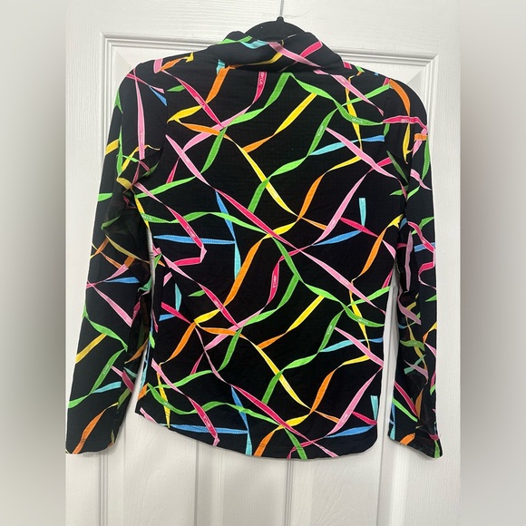 IBKUL Womens Top gifted ribbon Long Sleeve 1/4 Zip Mesh Pullover S - Picture 5 of 5